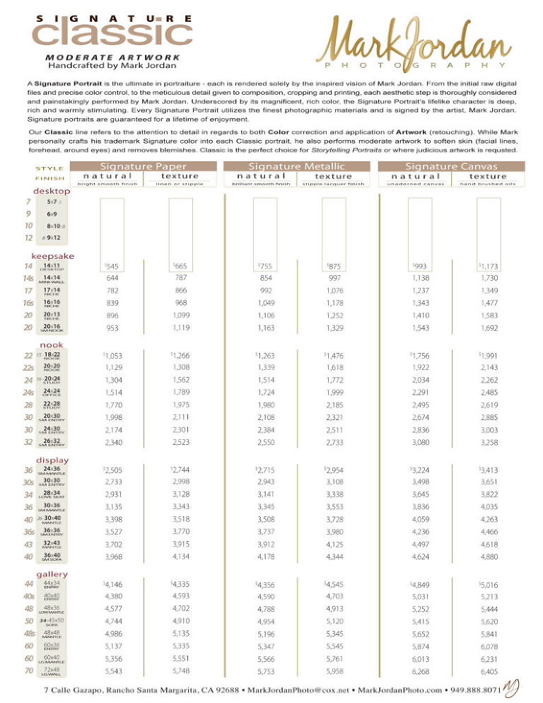 Portrait Prices-Classic by Mark Jordan Photography